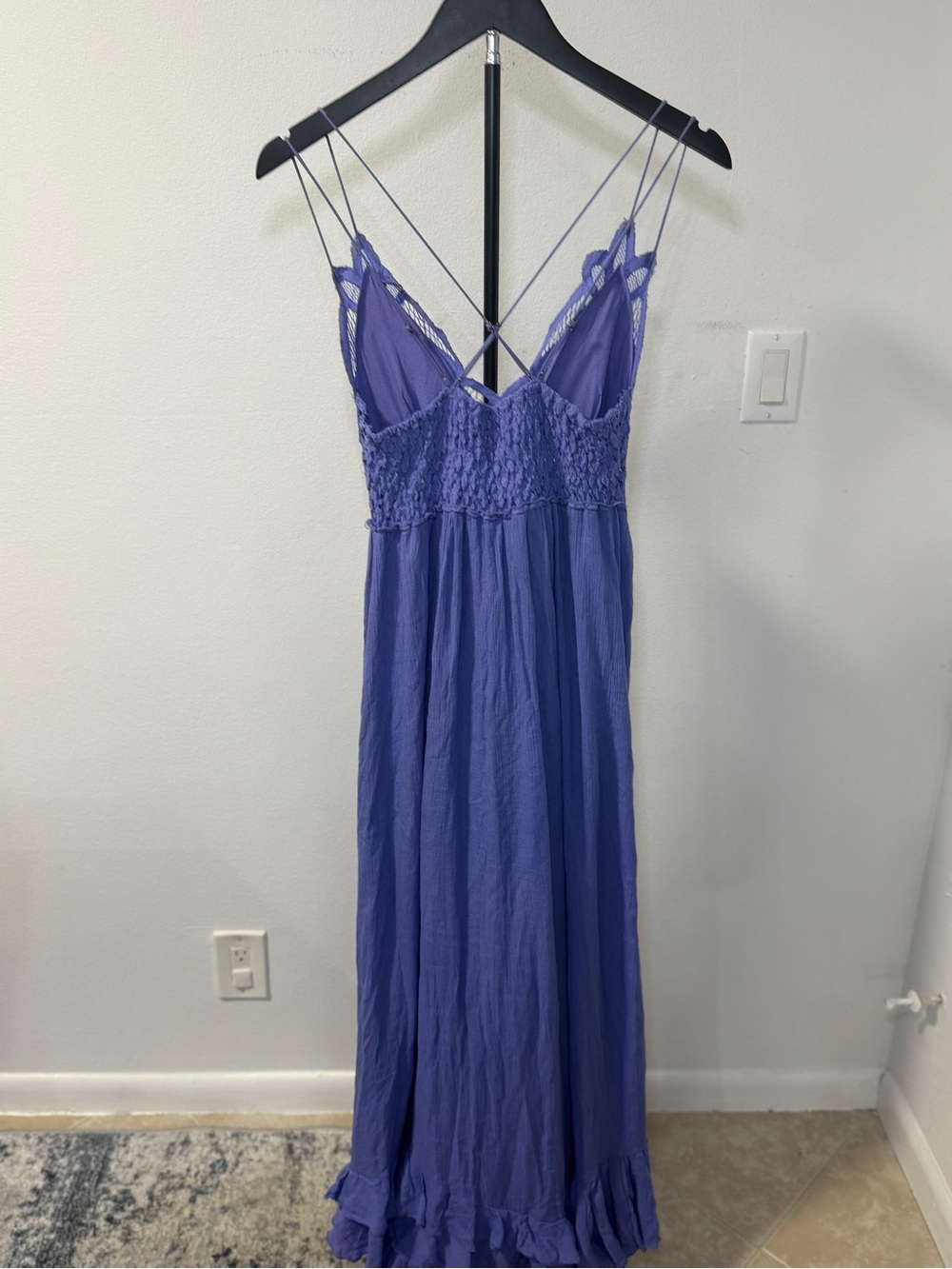 Free People FP One Purple Crochet Lace Strappy Boho Maxi Dress S - Picture 3 of 5